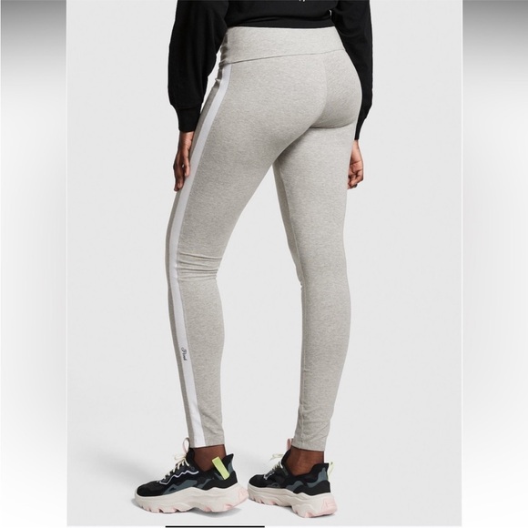 🔥🔥🆕VICTORIAS SECRET PINK HIGH WAIST FULL LENGTH LEGGING BLACK/WHITE SIDE STRIPE - Picture 6 of 7